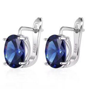 New Oval Blue Natural Zircon Earrings